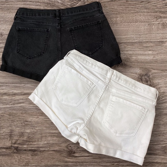 2 Pair Old Navy‎ Cuffed Wow Shorts Size 6 Washed Black & Bright White - Picture 12 of 14